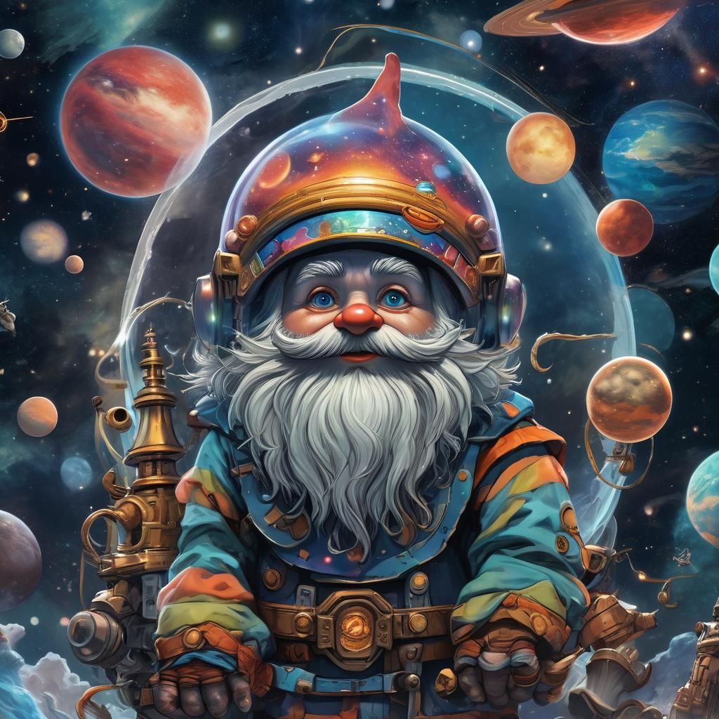 Gnome Astronaut in Space: Comic Book Art