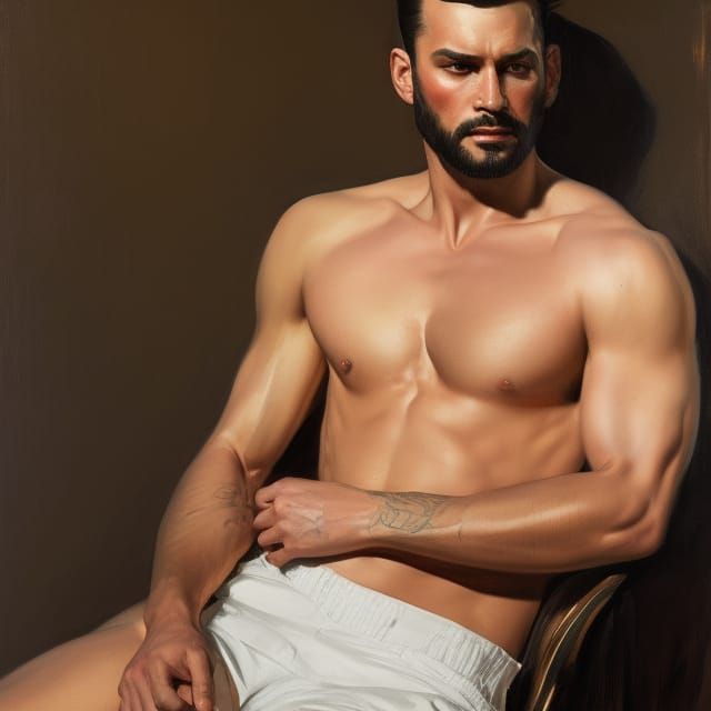 Classic Portrait of Young Man in Gouache Style