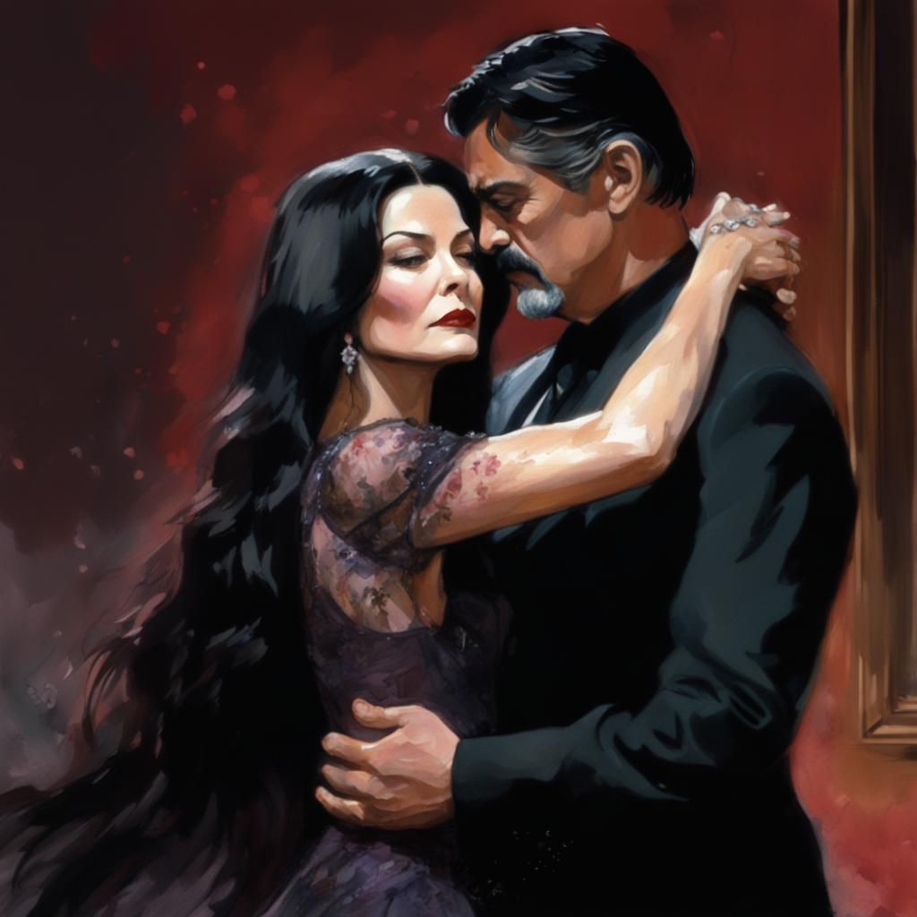 Gomez and Morticia's Tango in Film Noir Style