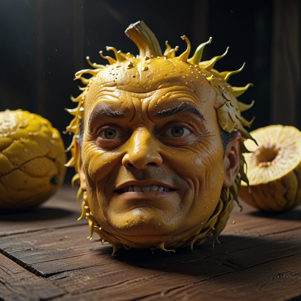 Jack Nicholson-Inspired Jackfruit in Hyper-Realistic Digital...