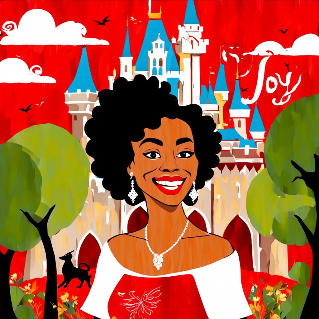 Woman's Disneyland Vision in Joyful Embrace