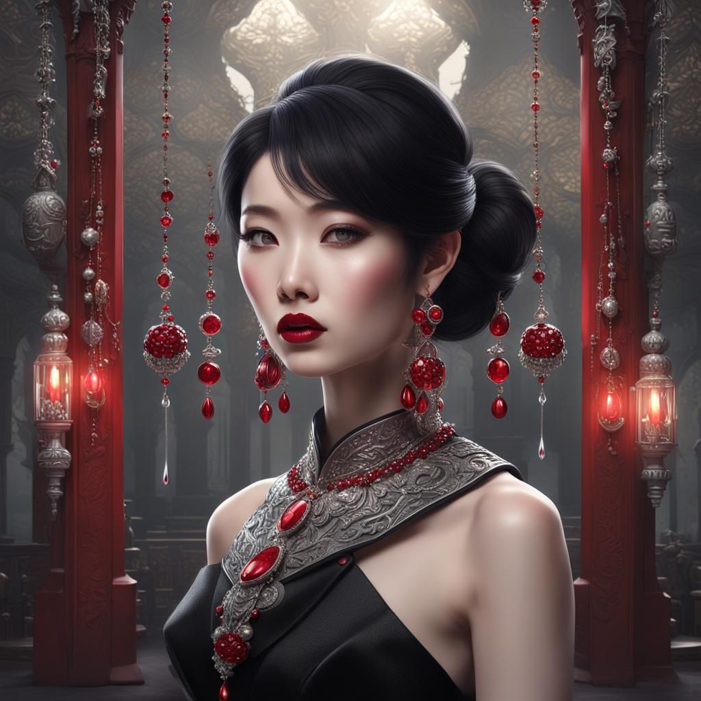 Elegant Asian Woman in Detailed Fantasy Art