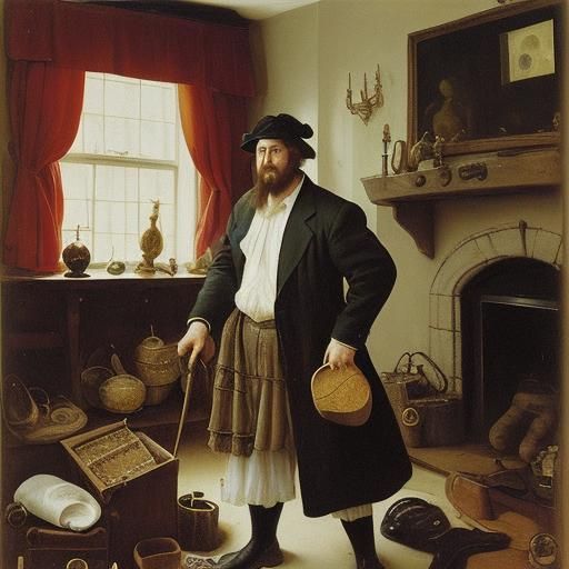 Surreal Clog Removal Scene in Holbein and Soutine Style