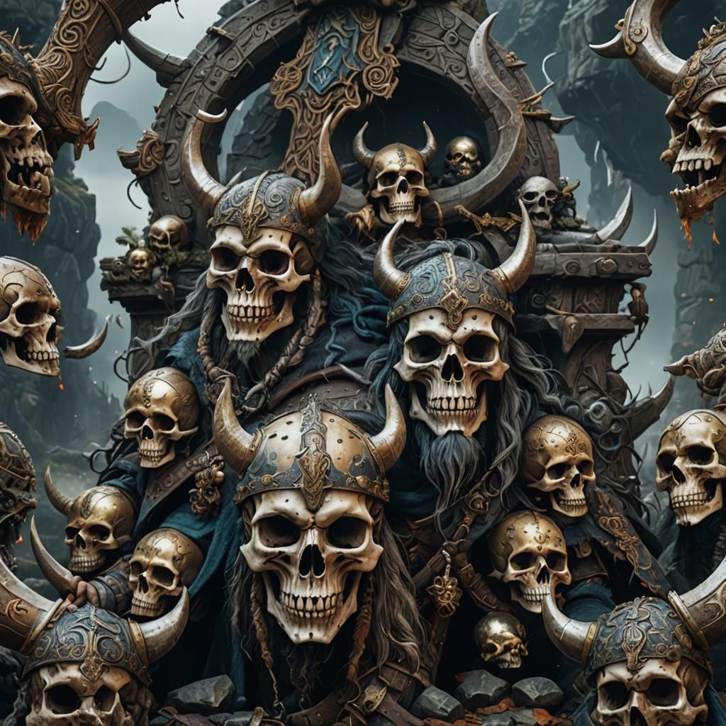 Detailed Viking Skull Fantasy Concept Art