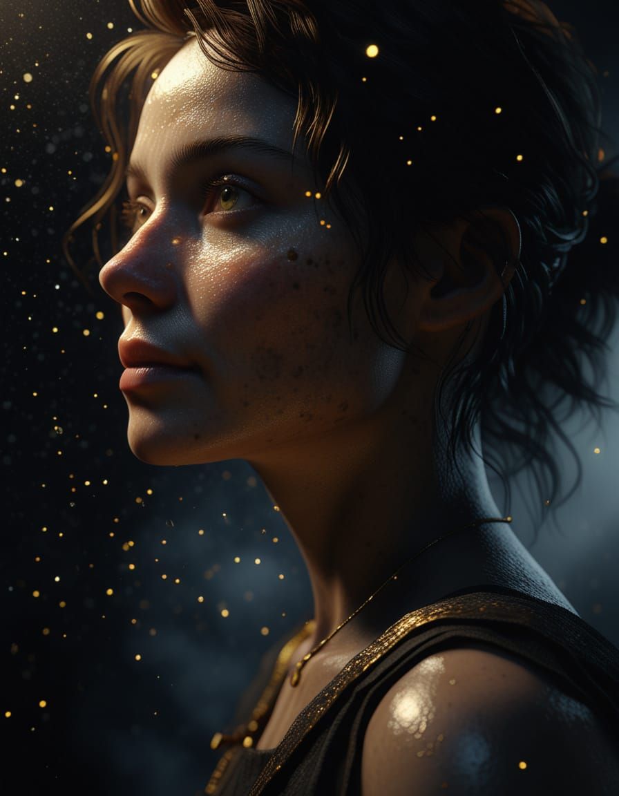 Renaissance Woman Emerges from Starry Night