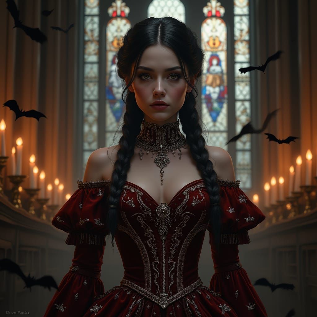 Ethereal Vampire Noblewoman in Dark Gothic Warhammer Fantasy