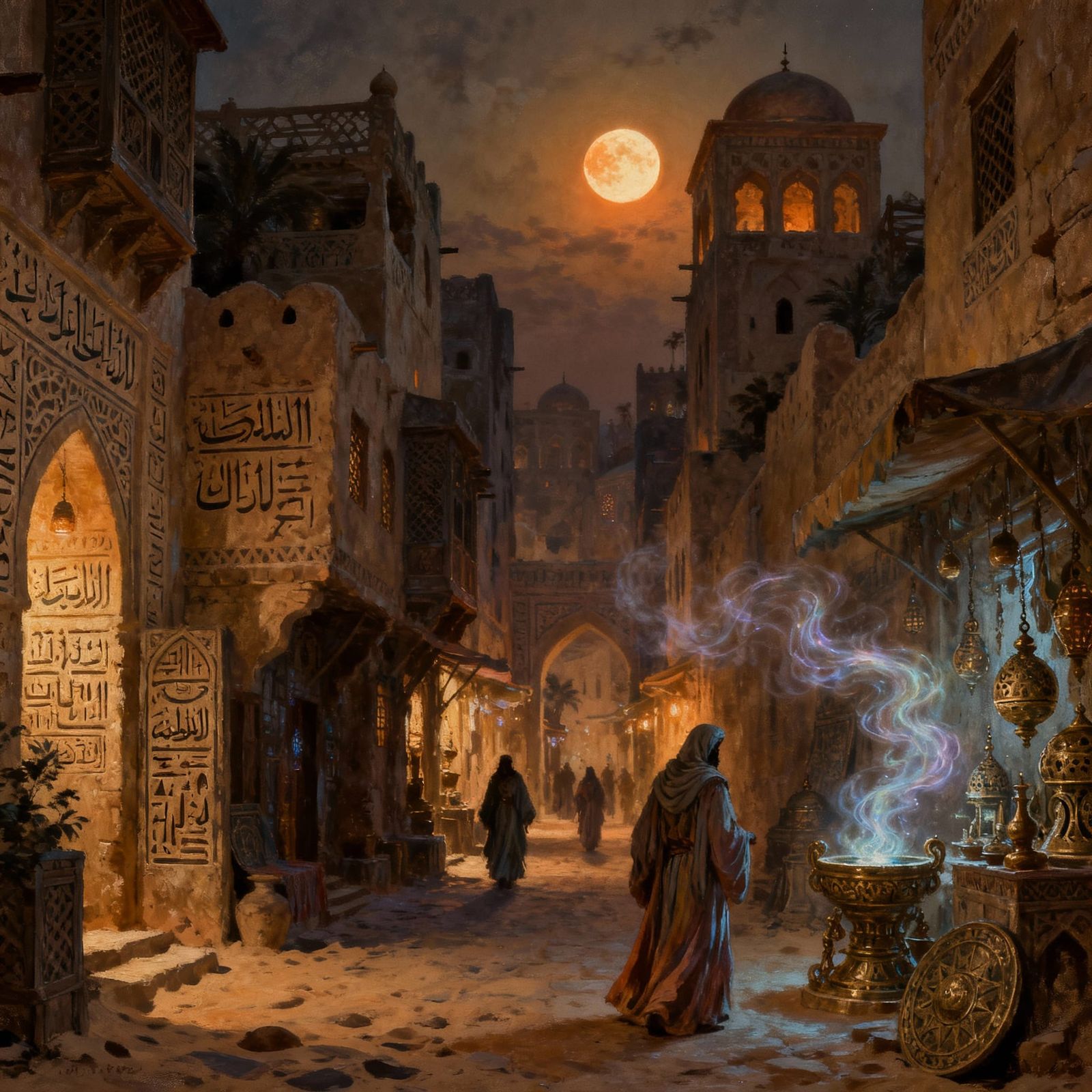 Ancient Arabian City Under Twin Moons