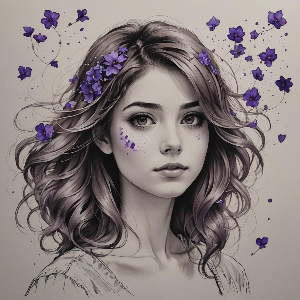 Young Woman with Gravity Magic as Detailed Matte Painting