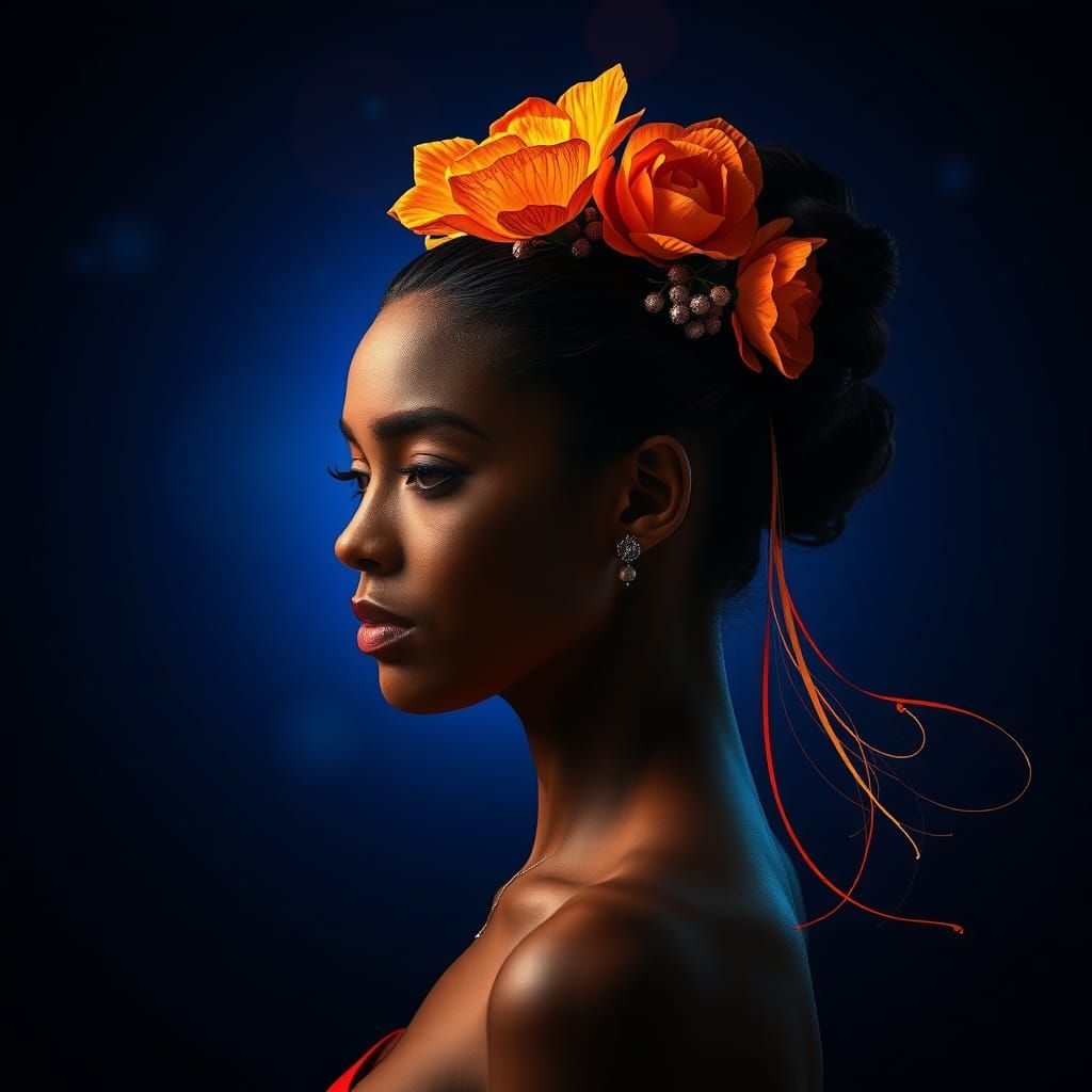 Ethereal Woman with Golden Headpiece in Mystical Style