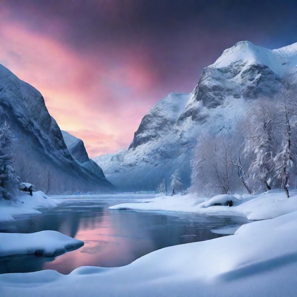 Norway Winter Landscape Digital Matte Painting