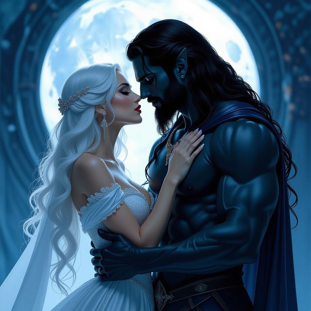 Moon Goddess Selene Kissing God of Underworld, Michelangelo ...