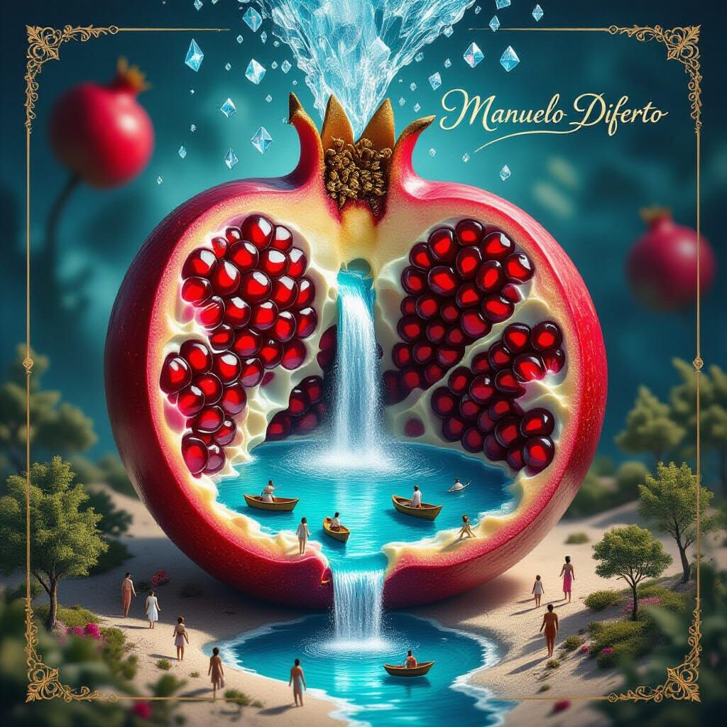 Surreal Pomegranate Reveals Miniature World With Waterfalls