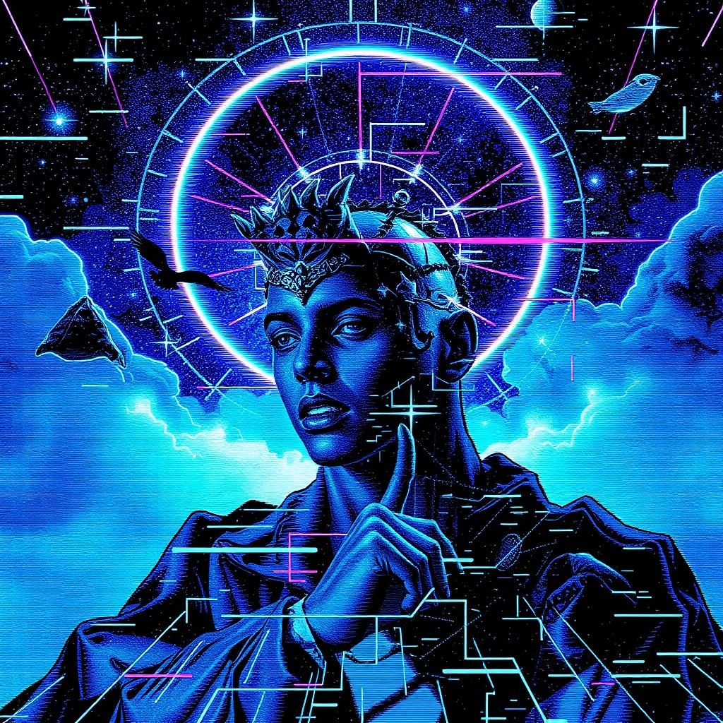 Maximalist Abstract Constellation in Glitch Art Style