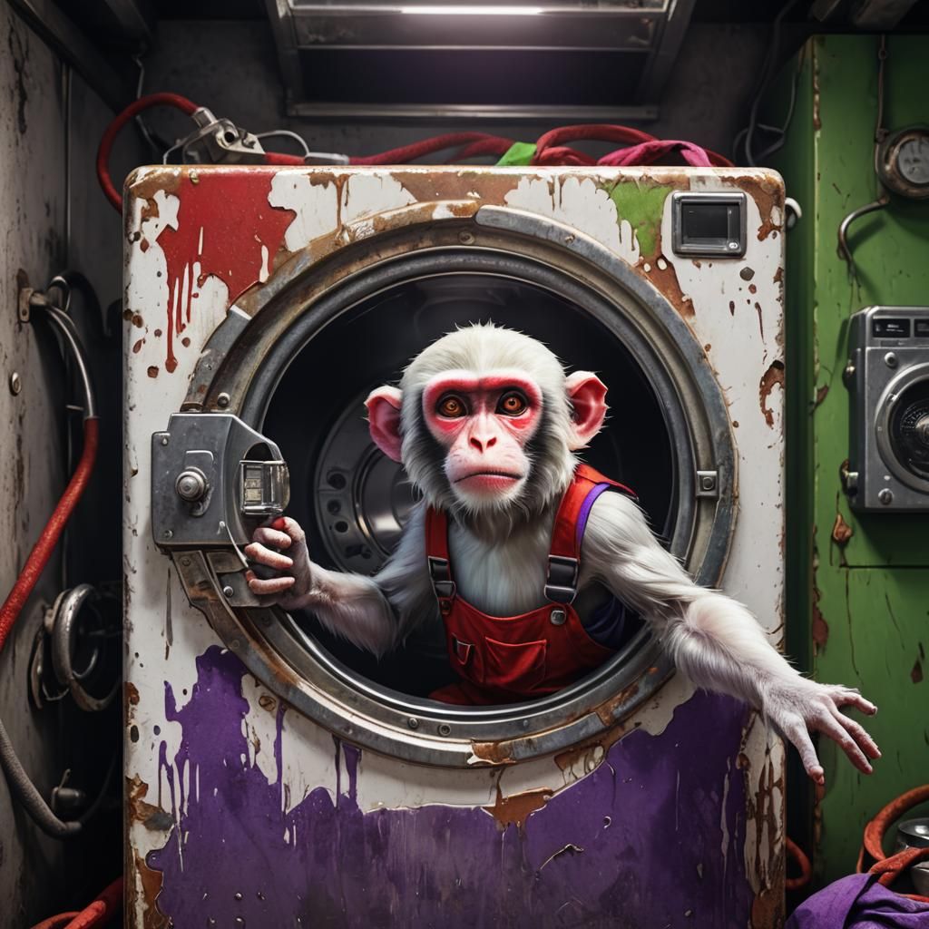 Monkey Asks for Help from Washing Machine