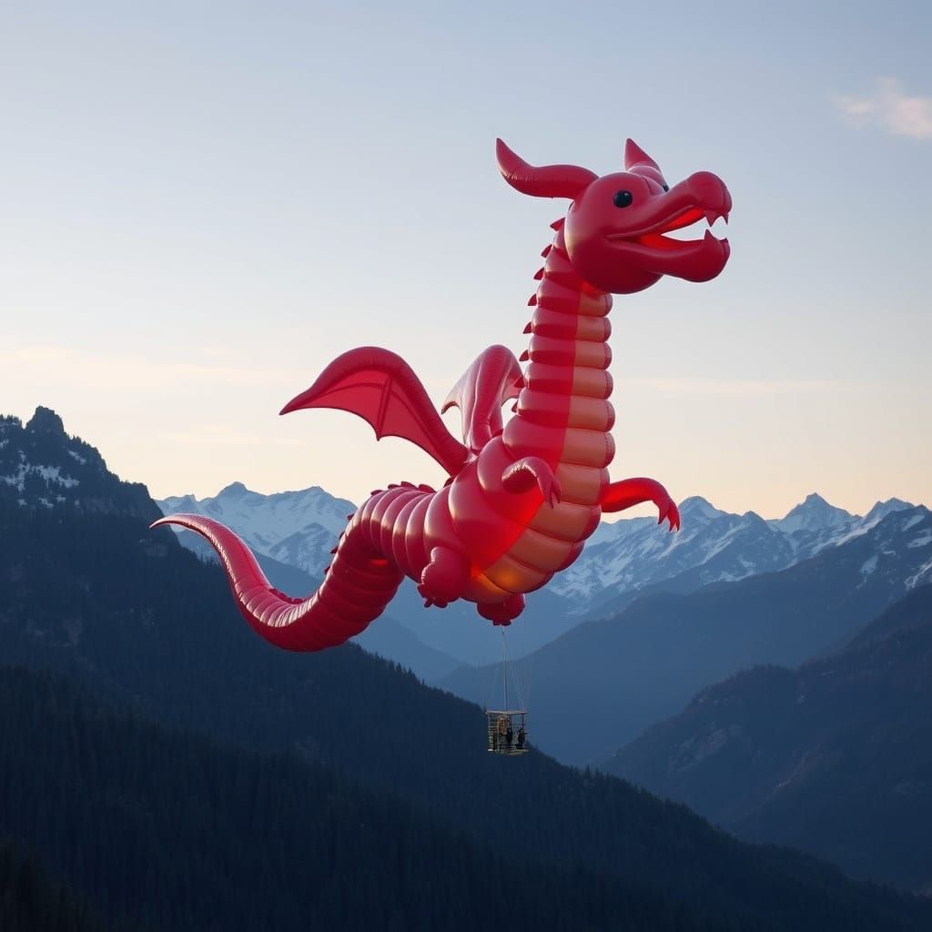 Dragon Balloon Animal in Mountain Landscape