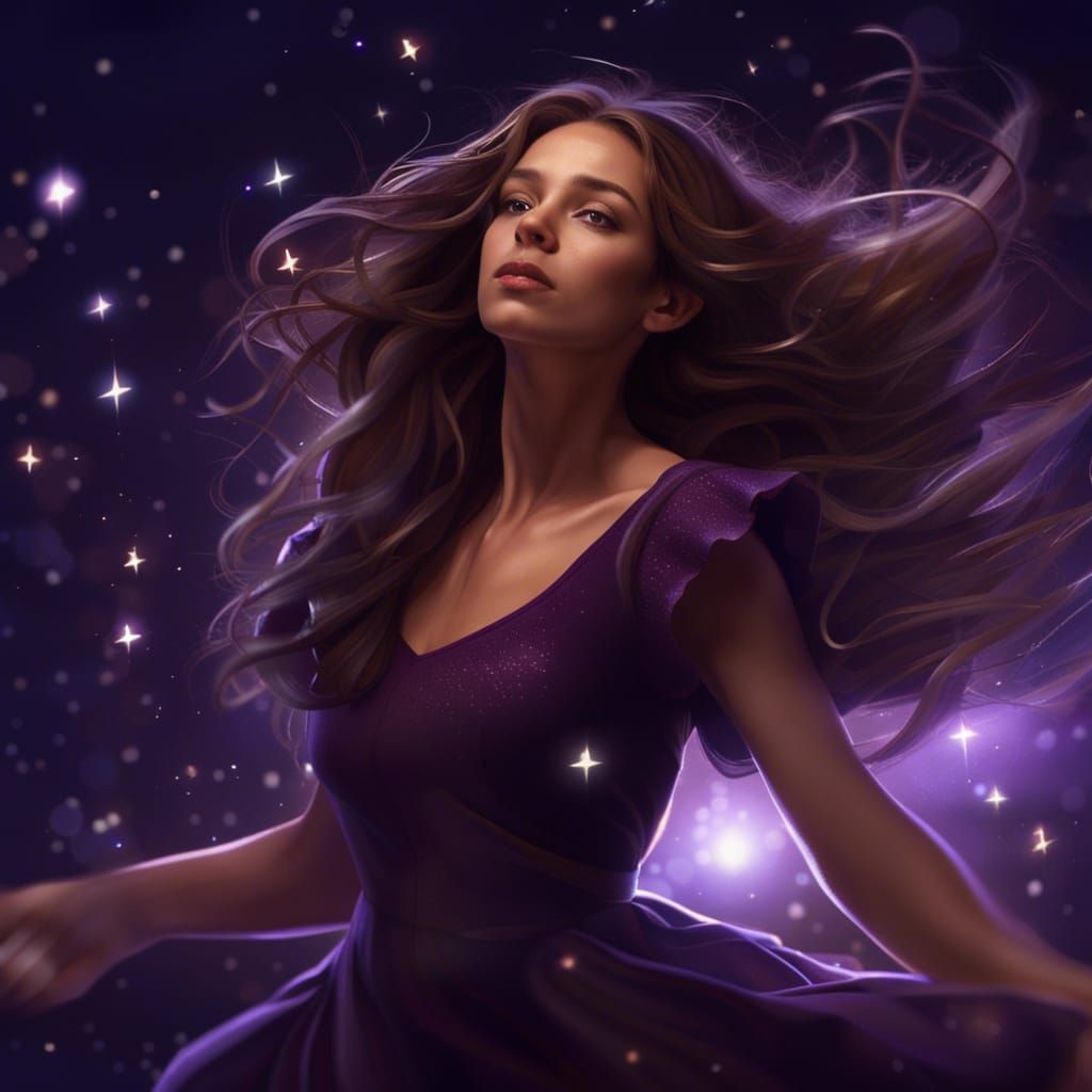 Girl Dancing at Night, Hyperdetailed Concept Art