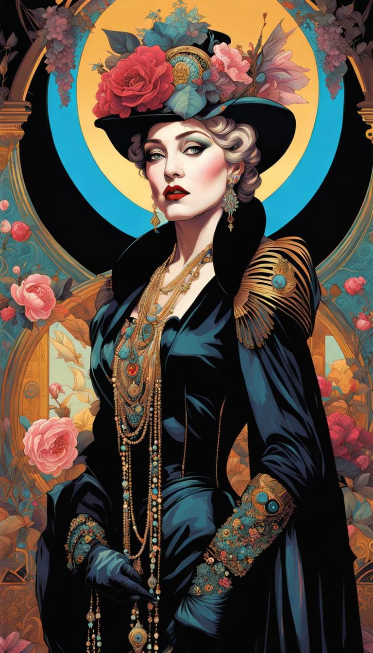 Noir Detective in Art Nouveau Style