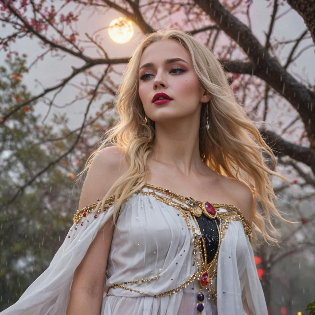 Goddess in Rain: Fantasy Art Nouveau Portrait