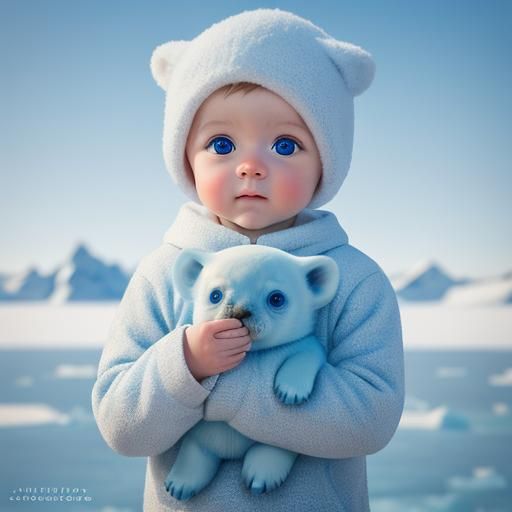 A sweet rendering of a light blue eyes beautiful baby boy ho...