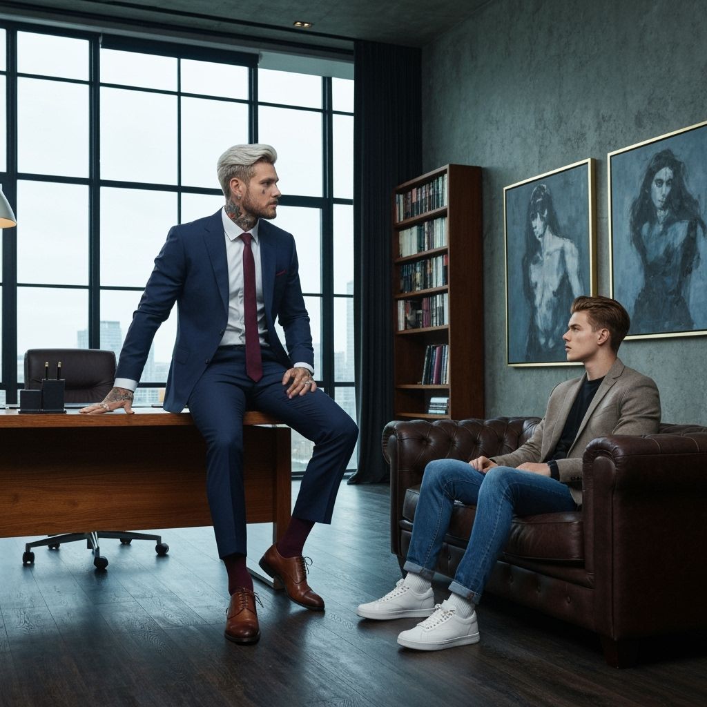 Modern Brutalist Executive Office with Man in Suit