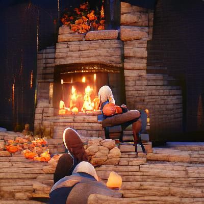 Person Relaxing by a Cozy Fire