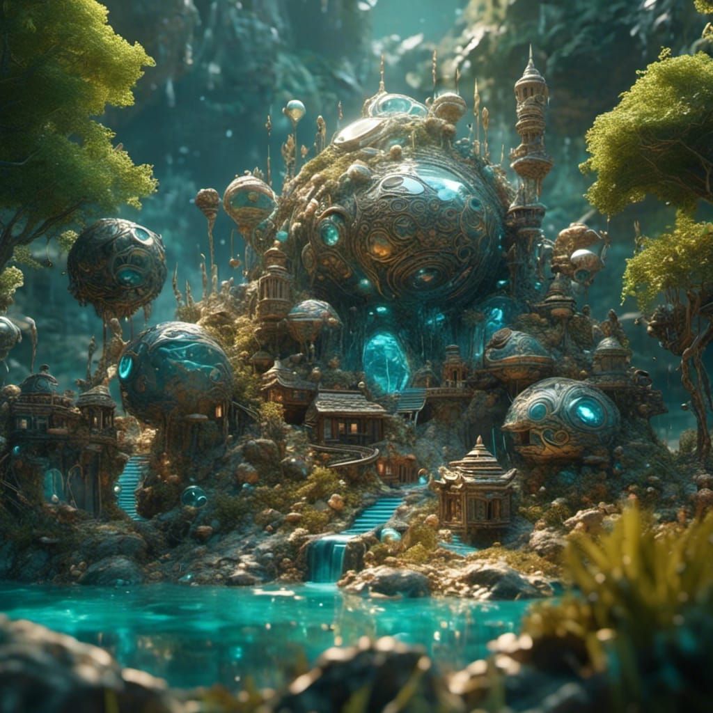 Clay Art Village Painting with Beads in 8K