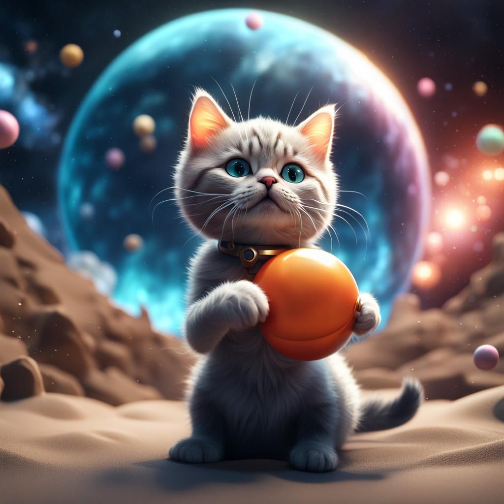 Cute Cat's Space Adventure: Fantasy Concept Art