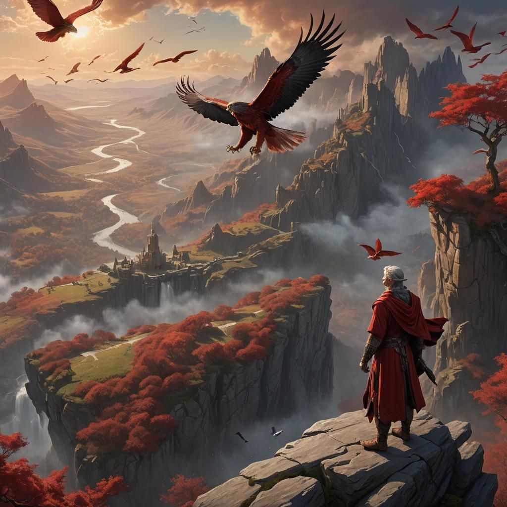 Elf and Hawk in High Fantasy Concept Art