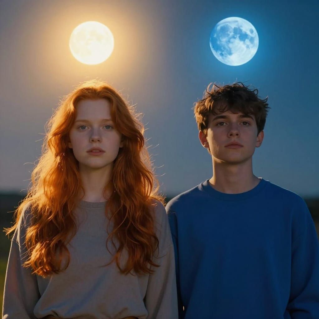 Split Image: Red-Haired Girl and Brown-Haired Boy