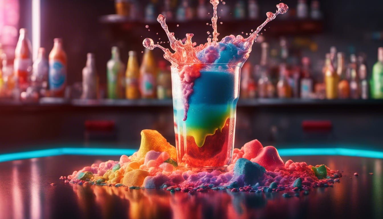 Soda Fountain Explosion in Sci-Fi Splash Art