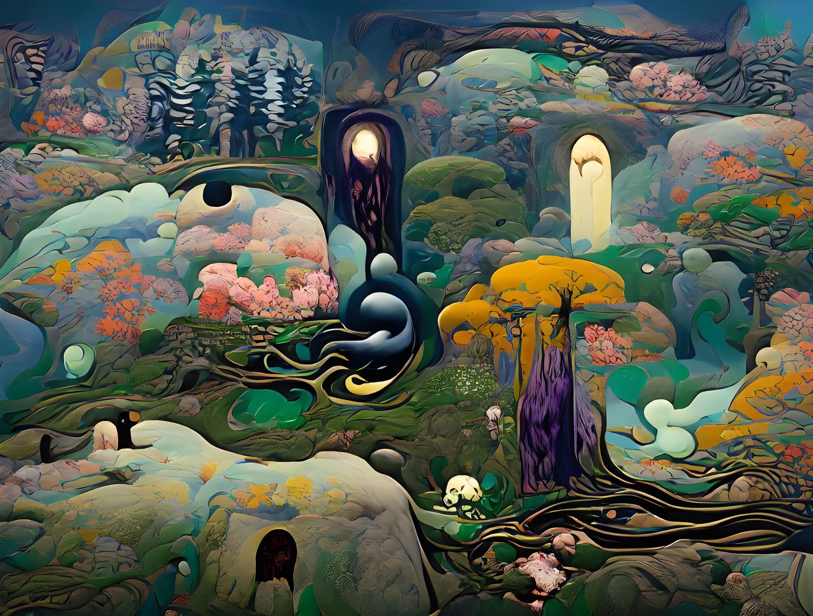 Psychedelic Painting of Symbolic Art in Surreal Style