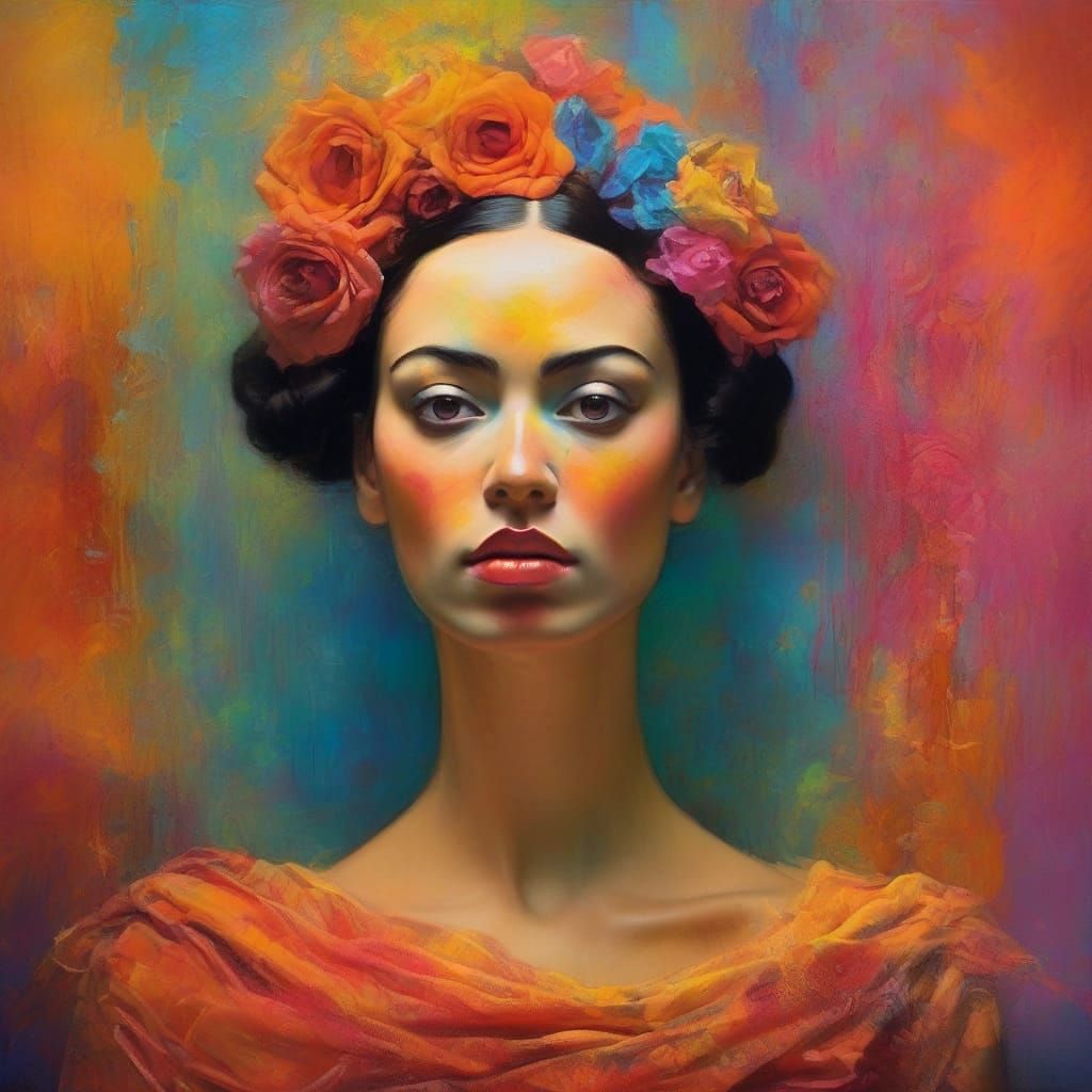 Surreal Goddess of Love in Iridescent Shadows