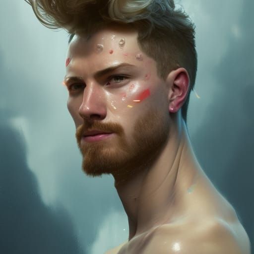 Intimate Portrait of Two Men in Digital Art Style