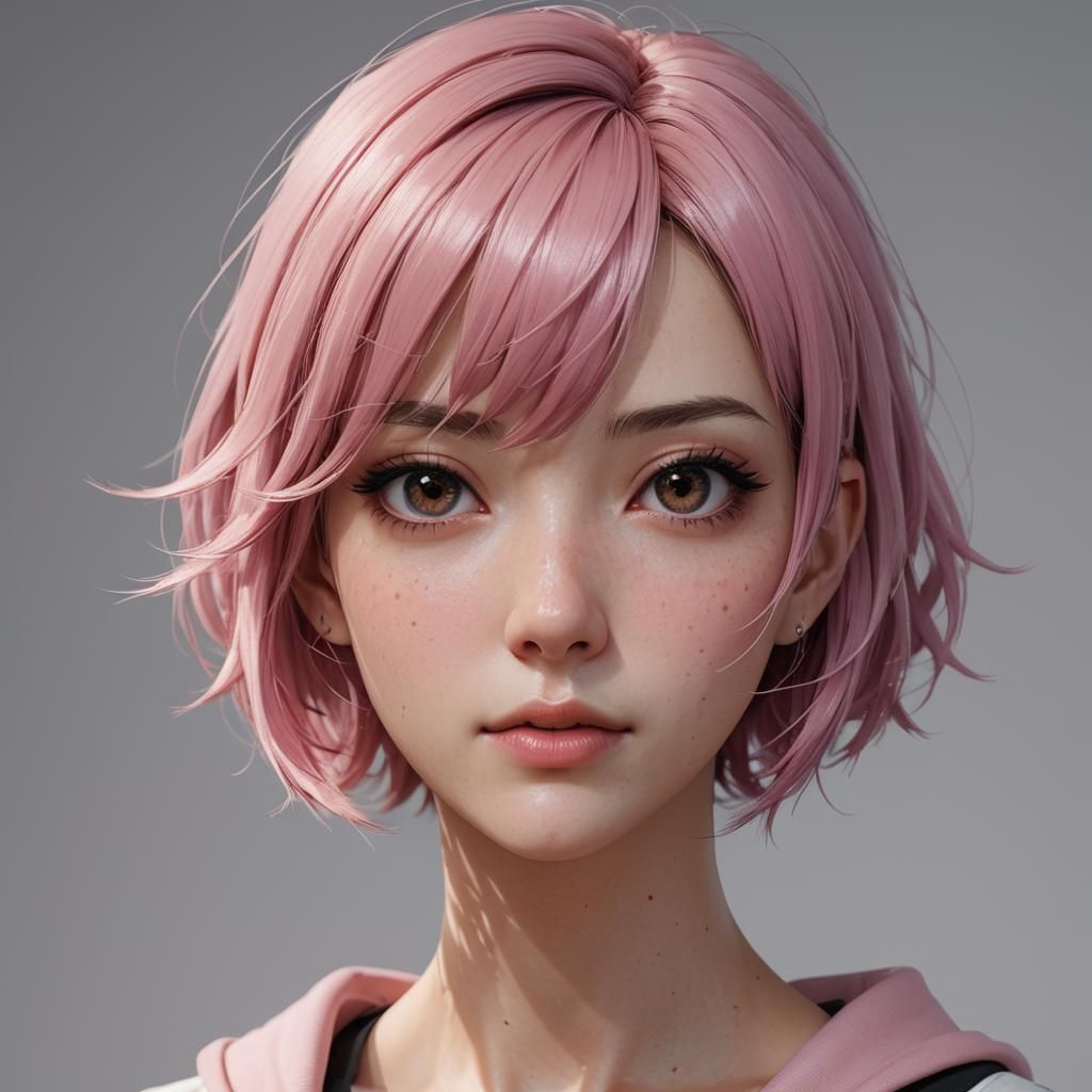 Anime Girl with Pink Hair in 3D Art Style