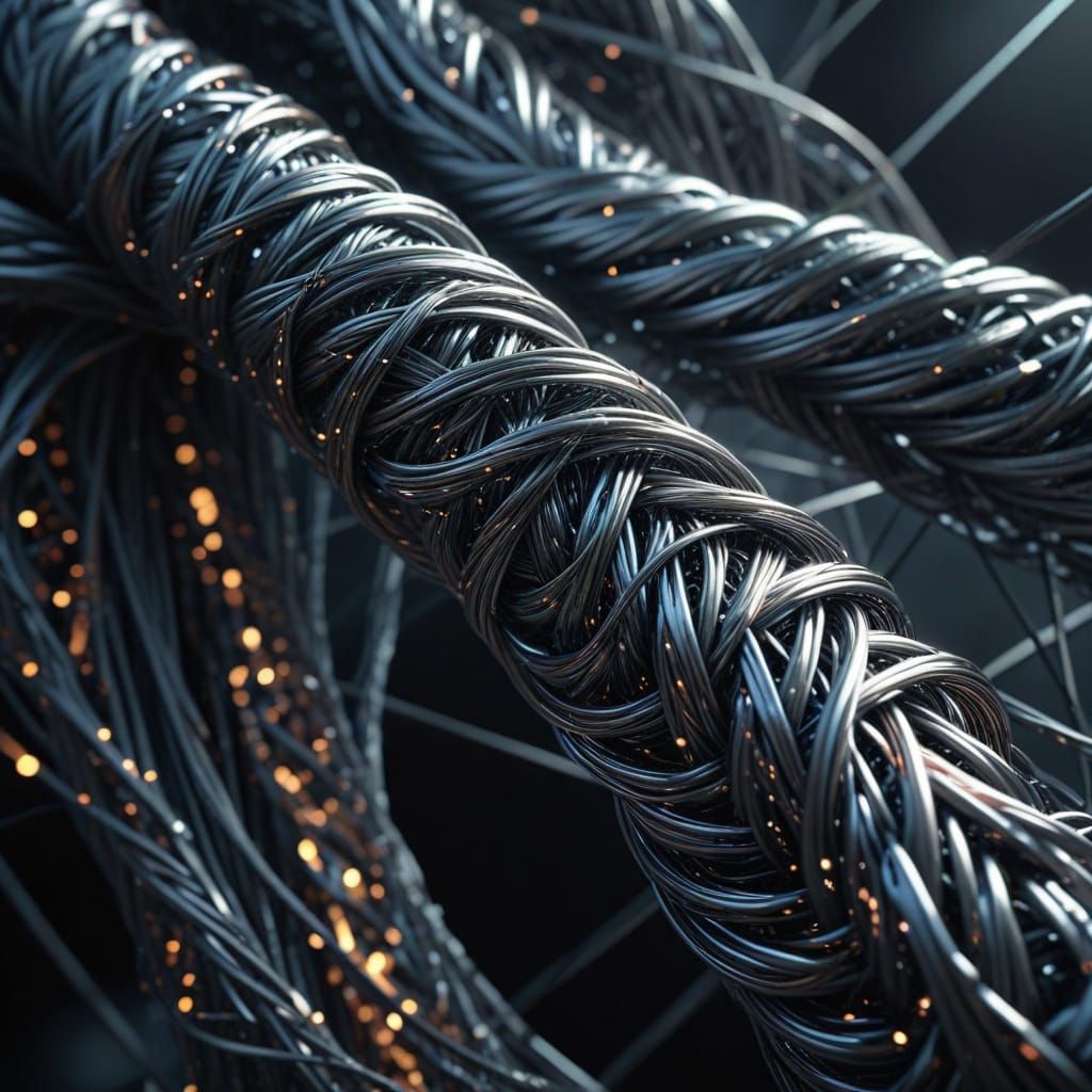 Metallic Interwoven Structure Under Dramatic Sky: 3D Renderi...