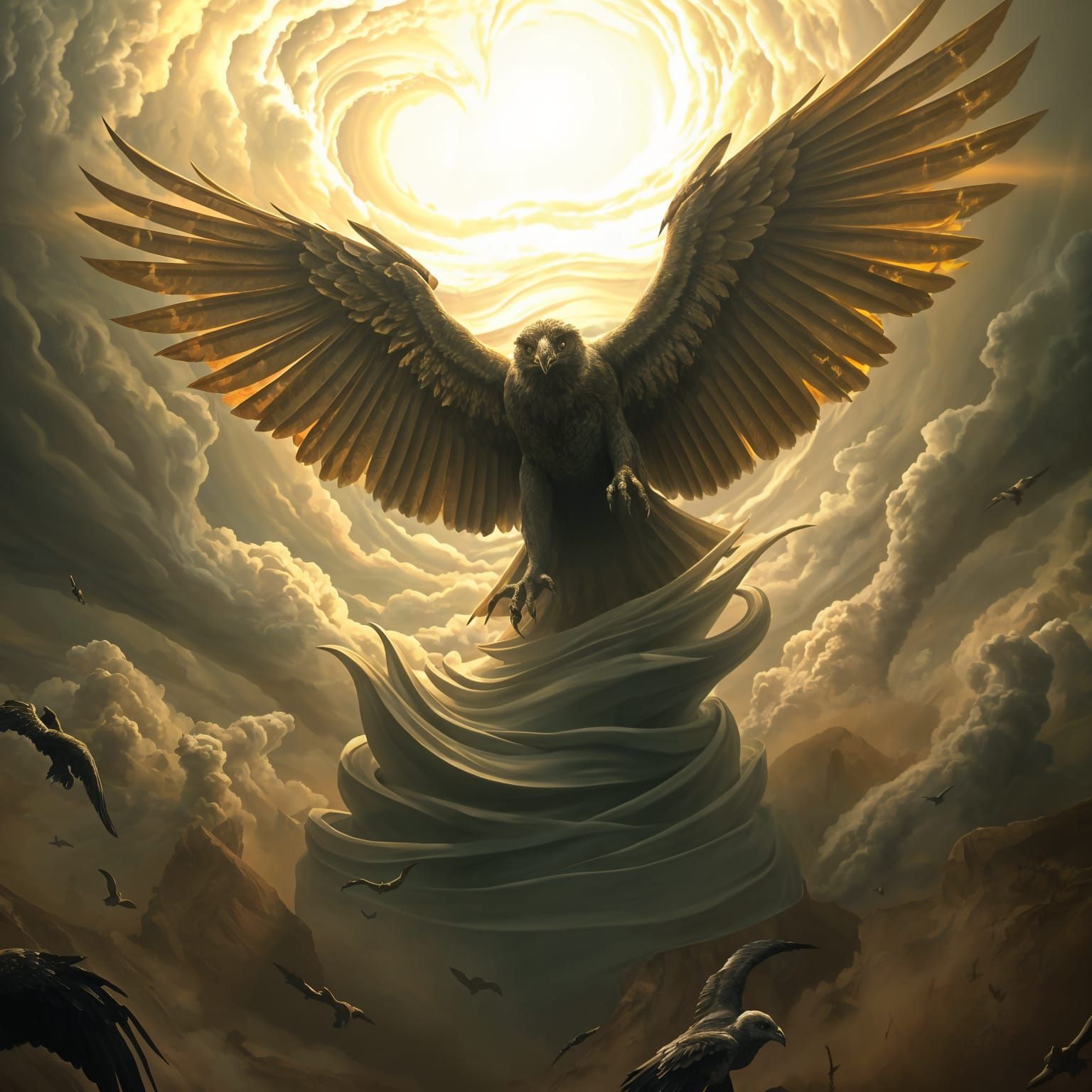 Epic Tornado Falcon in Hyperdetailed Landscape