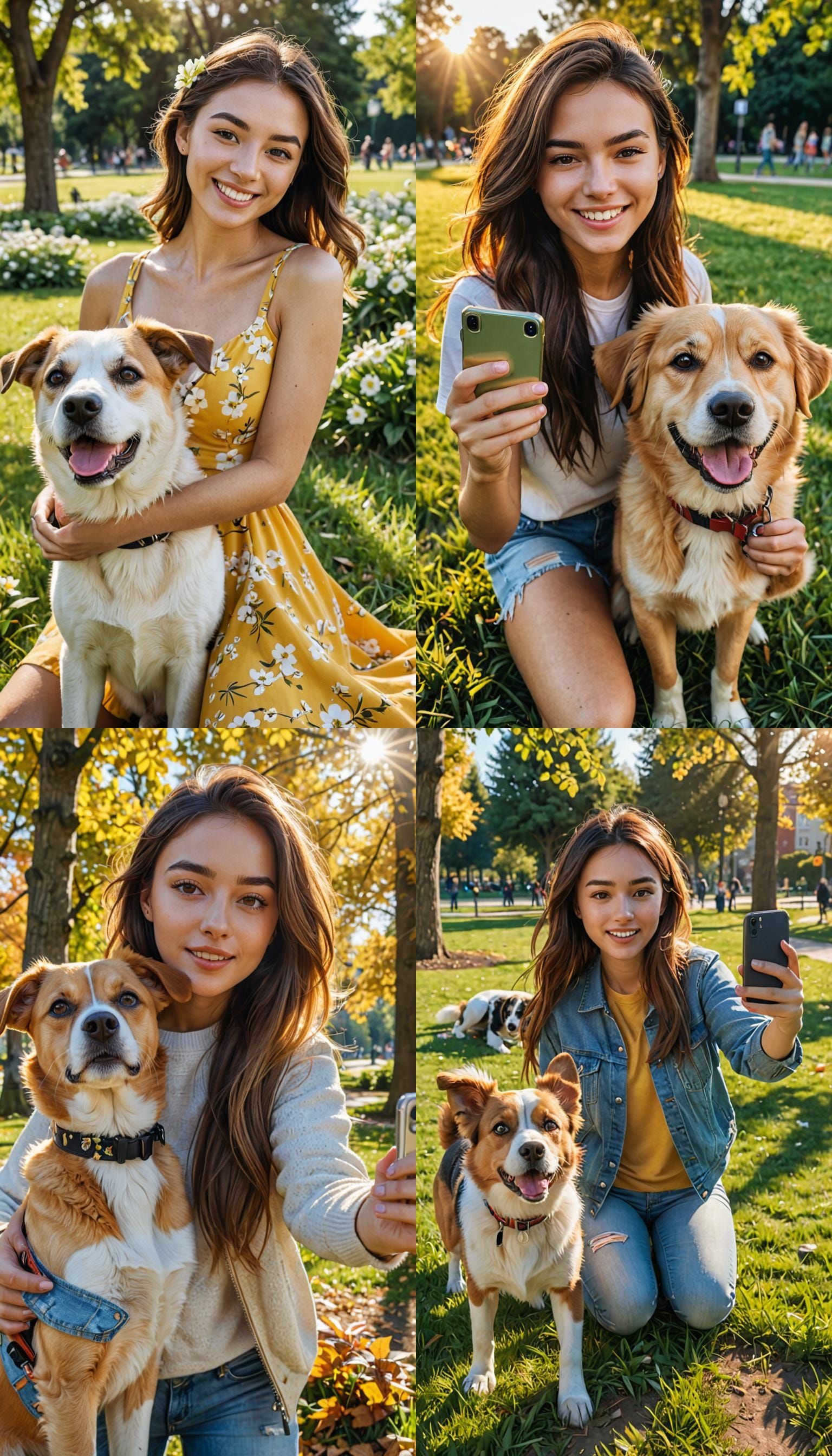 Teen Girl Selfie in Park Illustration
