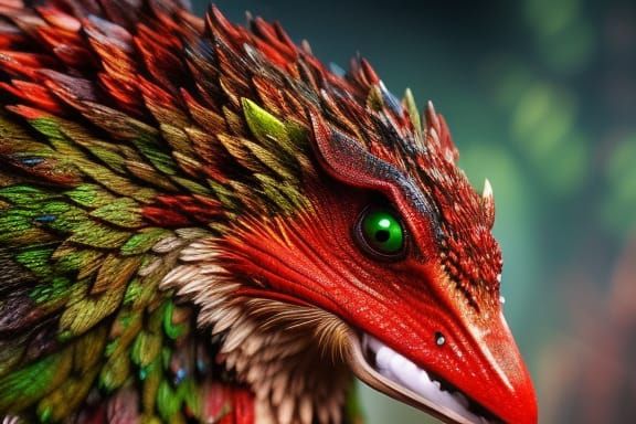 Cute Christmas Dragon with Red Nose and Green Scales