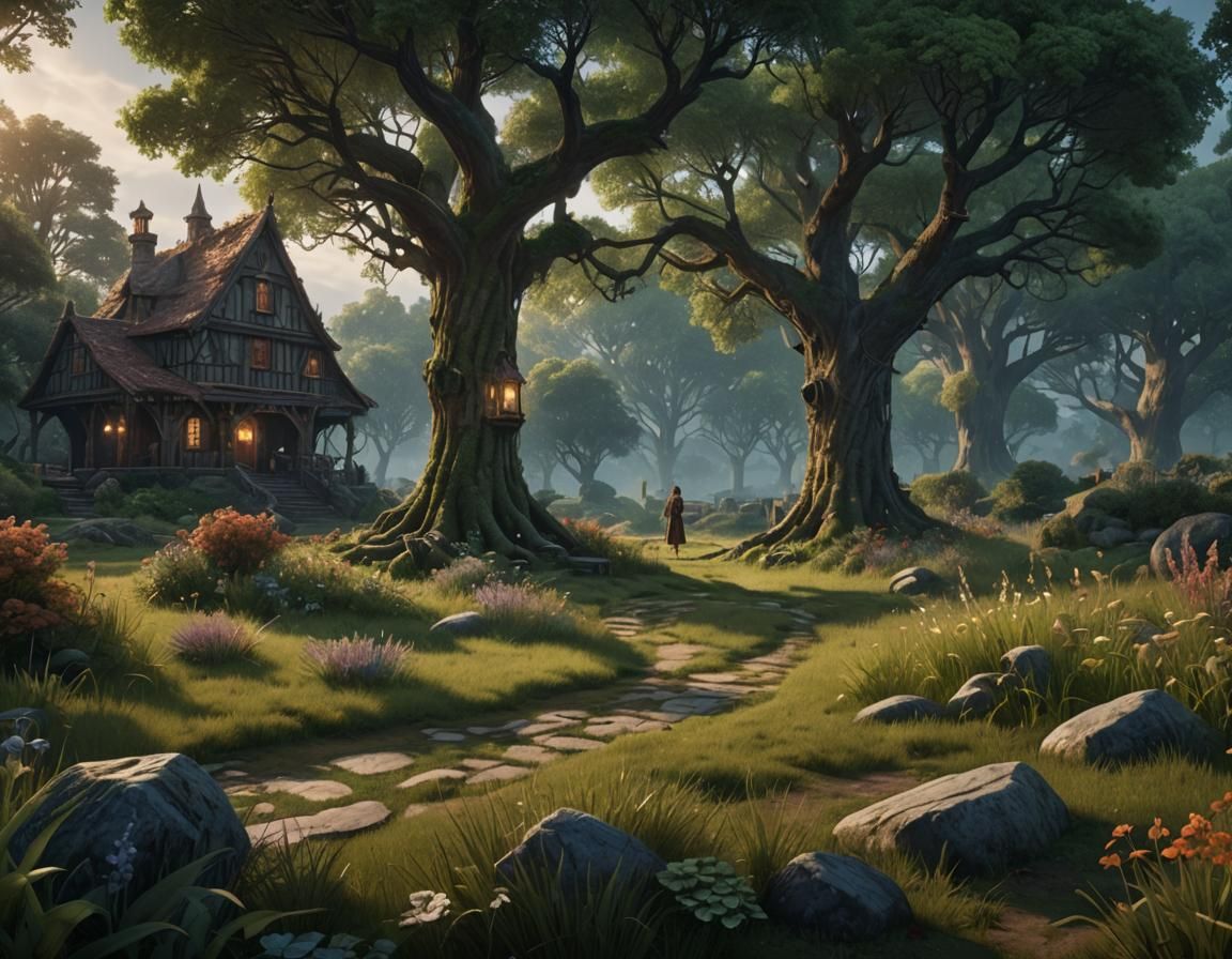 Family Circle Enjoying Quiet Evening in Grassy Field