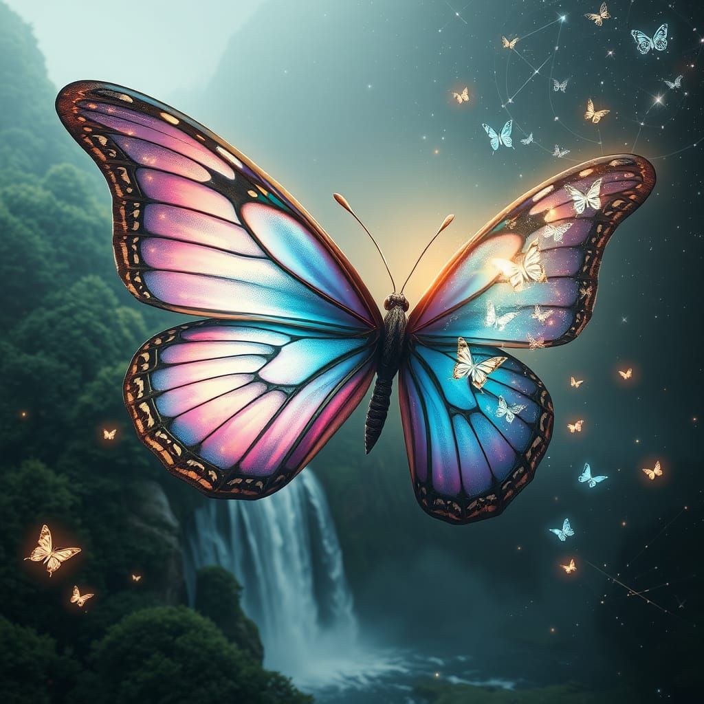 Majestic Iridescent Butterfly Unveils Mystical Realm