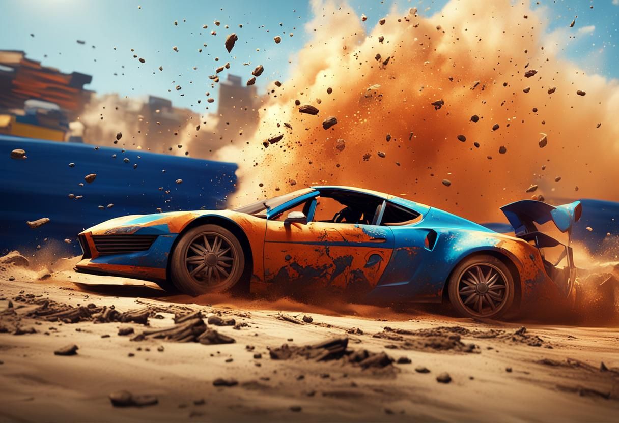 Car Crash in Dirt: Cinematic Concept Art