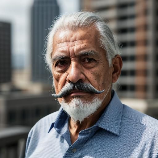 Hyperrealistic Portrait of Elderly Mexican Man in HDR