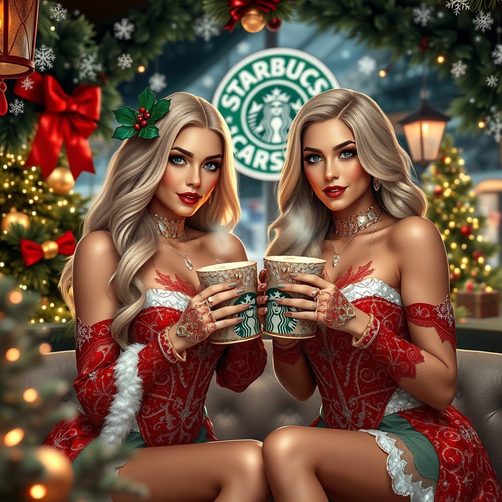 Celestial Christmas Sirens at Enchanted Starbucks