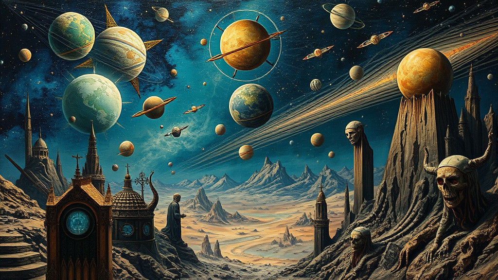 Surreal Cosmic Earthscape in Art Deco Style
