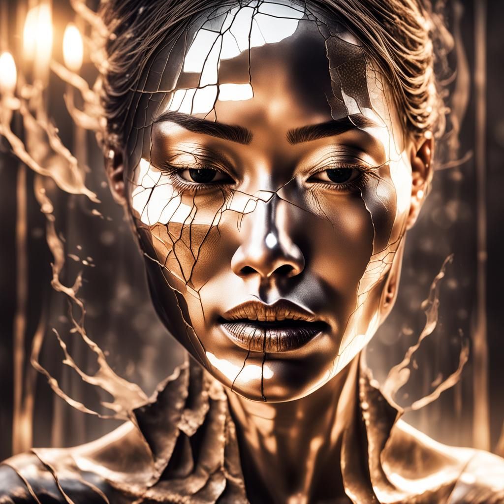 Wabi Sabi Mirror Reflection in Gothic Art Style