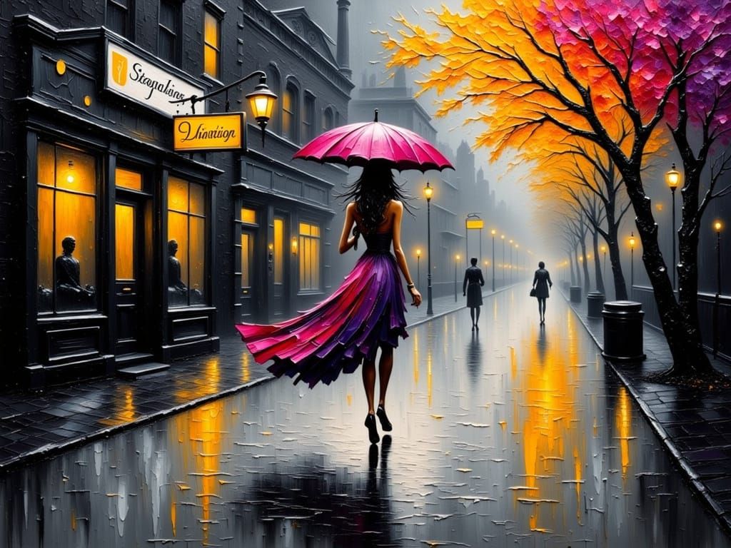 Moody Cityscape in Impasto Style