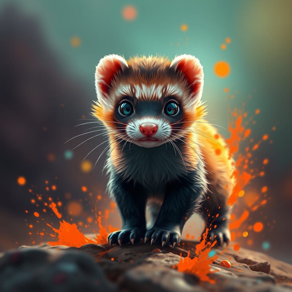 Adorable Baby Black-Footed Ferret Concept Art