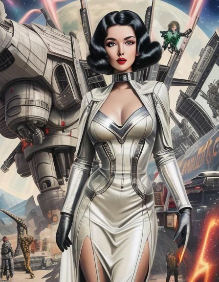 Pulp Sci-Fi Alien Pinup on Comic Cover