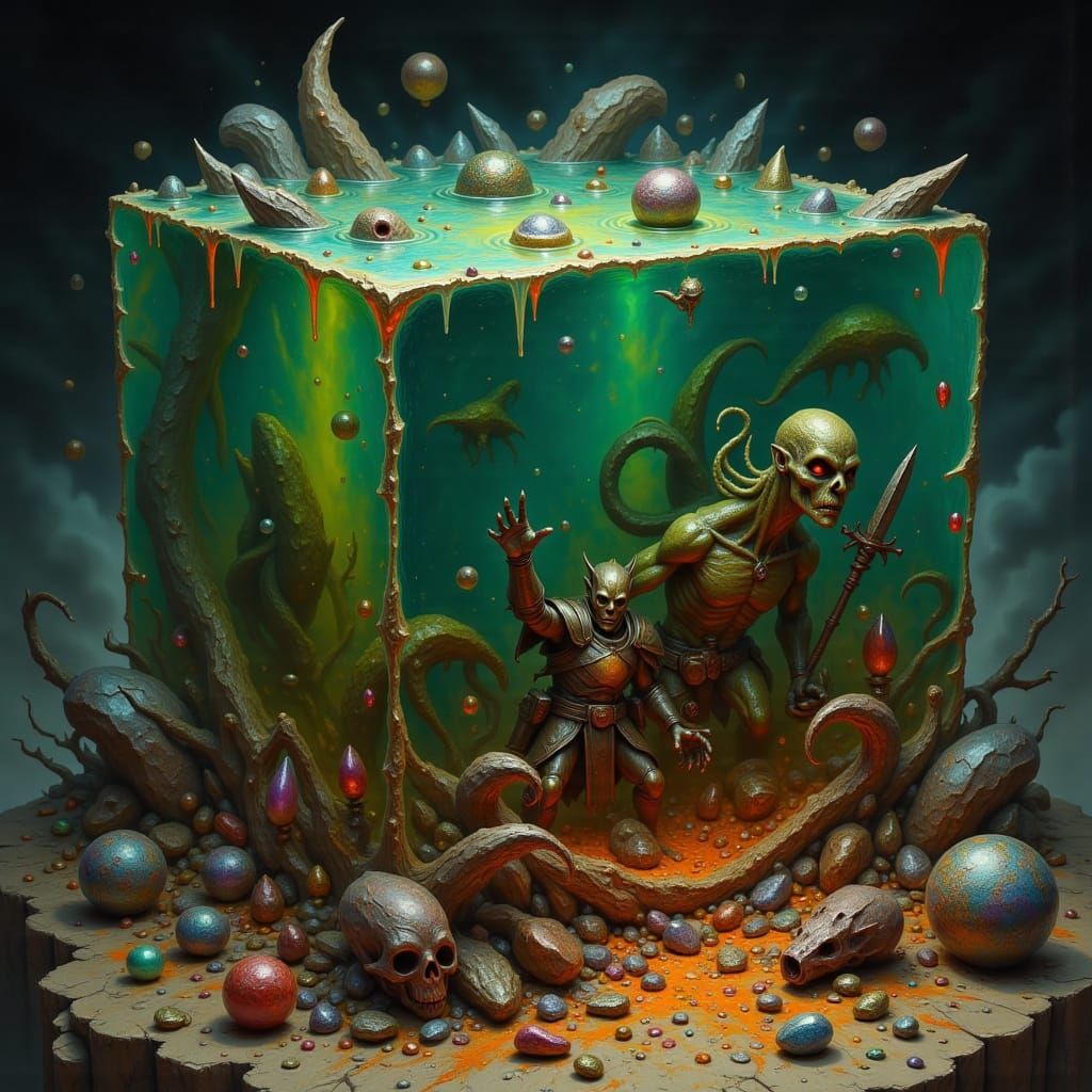 RPG Adventurers Digested in Grimdark Ooze Cube