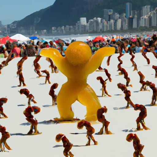 Honey Human Dancing on a Vibrant Rio Beach